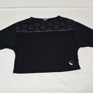 Emporio Armani EA7 Black Logo Top Women's Oversized Small Crop Shirt